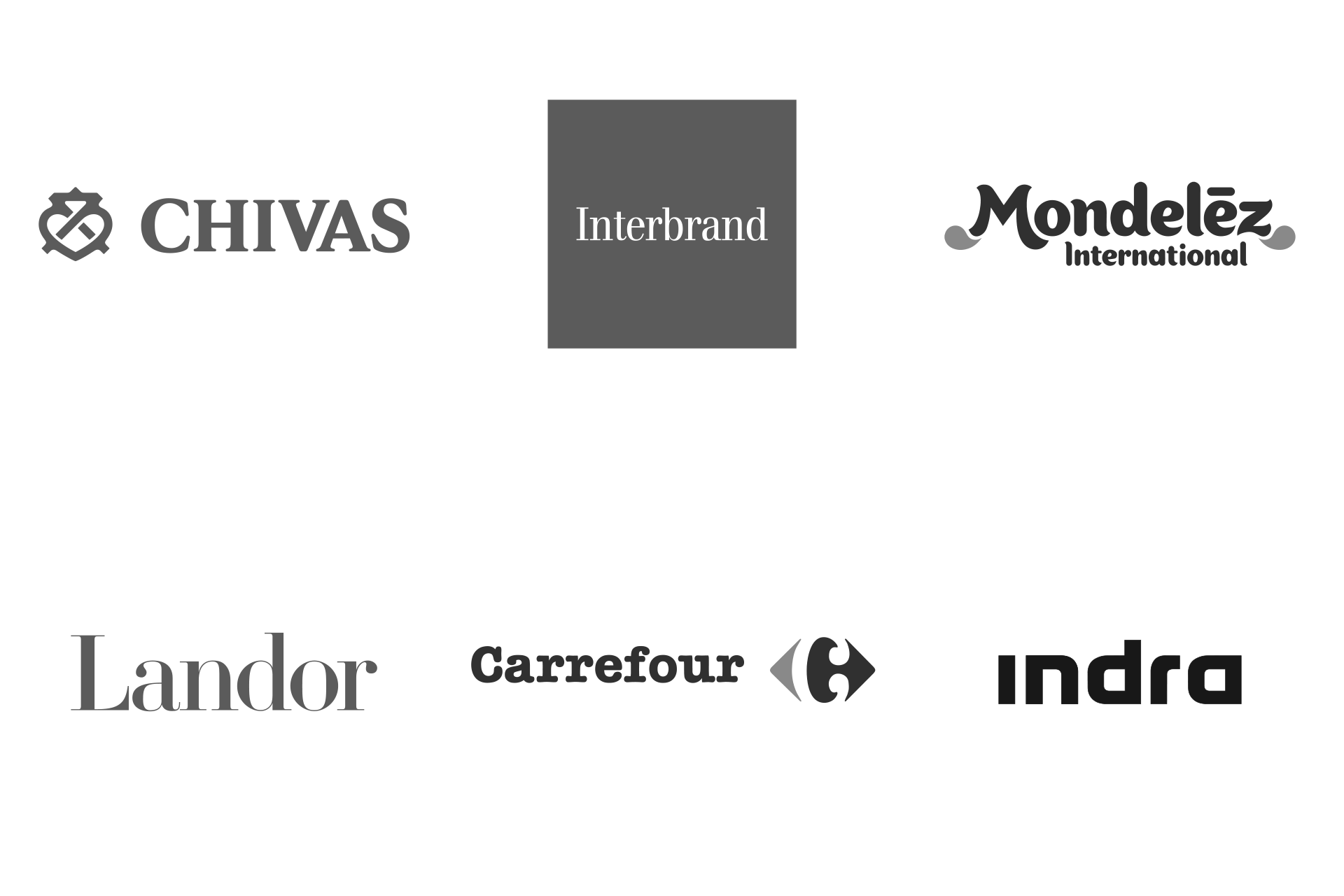 Branding - Logos Chivas Interbrand Mondeléz Landor Carrefour Indra