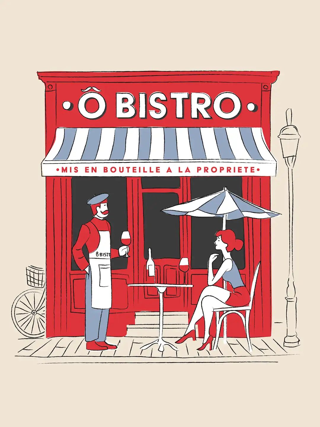 O Bistro - Design d'étiquette et illustration
